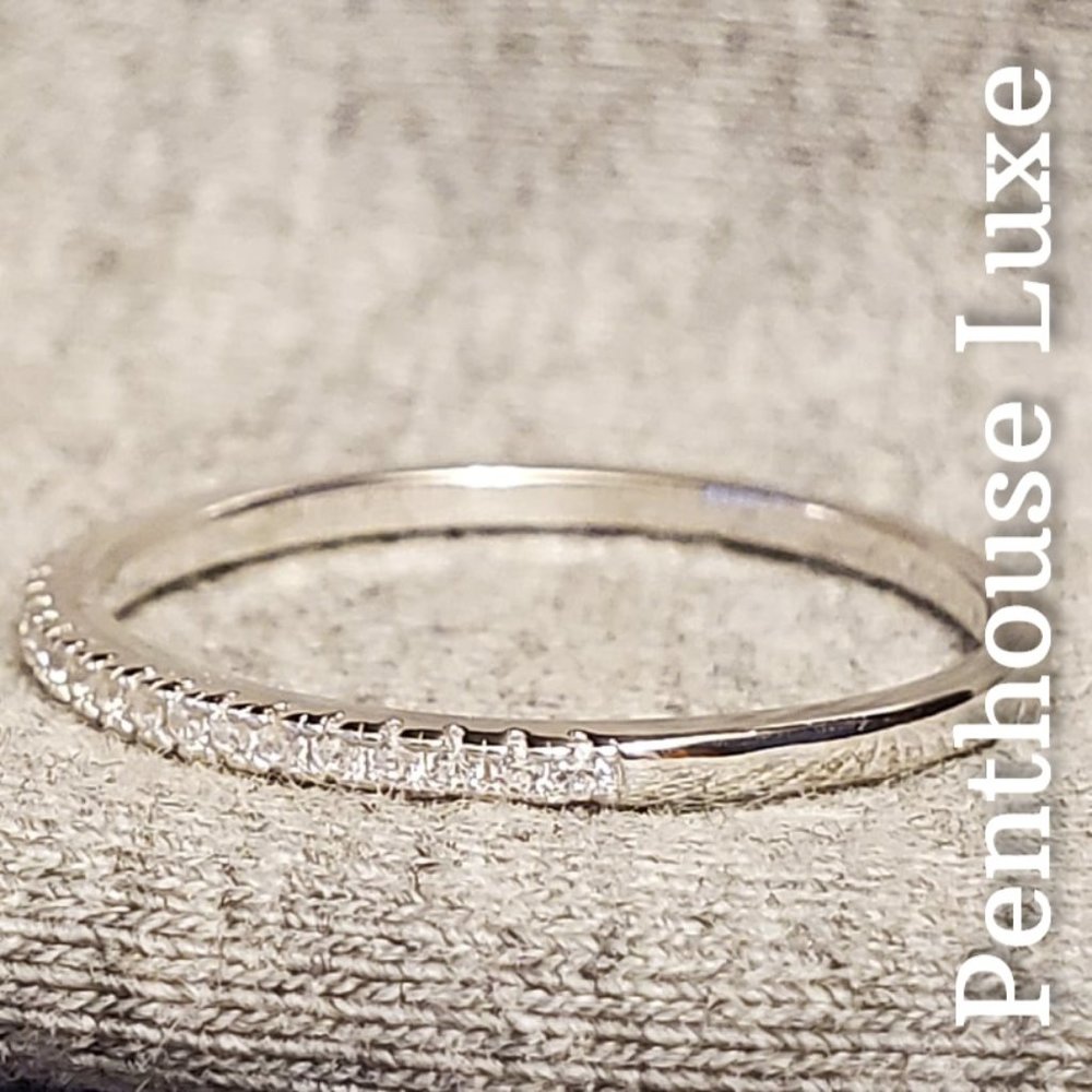 SOLID 925 Sterling Silver Full Circle Micro-Paved Band - Picture 2 of 5